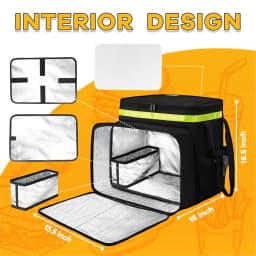 FTGT NEW Food Delivery Backpack with 7 Cup Holders, Expandable Delivery Bag for Hot/Cold Food with Reflective Strip