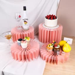 Round Pedestal Stand Foldable Cardboard Columns Cylinder Tables for Parties Baby Shower Birthday Wedding Display Decoration