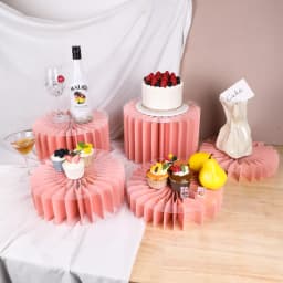 Round Pedestal Stand Foldable Cardboard Columns Cylinder Tables for Parties Baby Shower Birthday Wedding Display Decoration