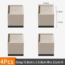 4-Pack Furniture Leg Risers – Shock-Absorbing Pads, Table/Chair/Sofa Support Blocks with Anti-Slip Grooves