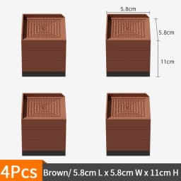 4-Pack Furniture Leg Risers – Shock-Absorbing Pads, Table/Chair/Sofa Support Blocks with Anti-Slip Grooves