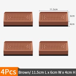 4-Pack Furniture Leg Risers – Shock-Absorbing Pads, Table/Chair/Sofa Support Blocks with Anti-Slip Grooves