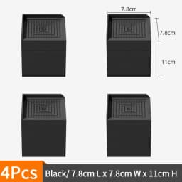 4-Pack Furniture Leg Risers – Shock-Absorbing Pads, Table/Chair/Sofa Support Blocks with Anti-Slip Grooves