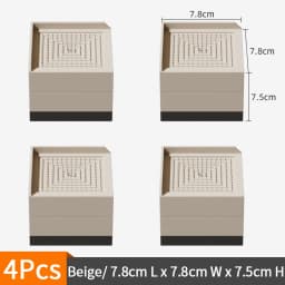 4-Pack Furniture Leg Risers – Shock-Absorbing Pads, Table/Chair/Sofa Support Blocks with Anti-Slip Grooves