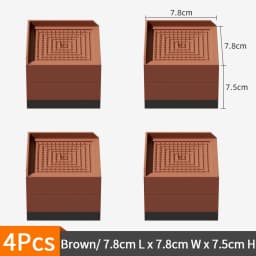 4-Pack Furniture Leg Risers – Shock-Absorbing Pads, Table/Chair/Sofa Support Blocks with Anti-Slip Grooves