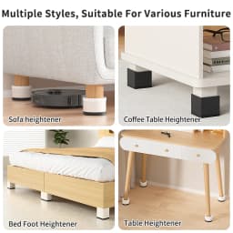4-Pack Furniture Leg Risers – Shock-Absorbing Pads, Table/Chair/Sofa Support Blocks with Anti-Slip Grooves