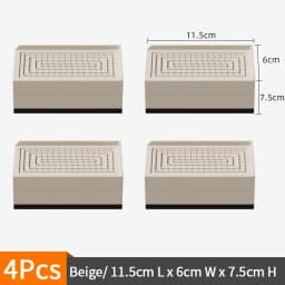 4-Pack Furniture Leg Risers – Shock-Absorbing Pads, Table/Chair/Sofa Support Blocks with Anti-Slip Grooves