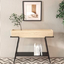 Modern entry table simple light luxury metal welding cabinet by the door long strips are several against the wall iron shelves