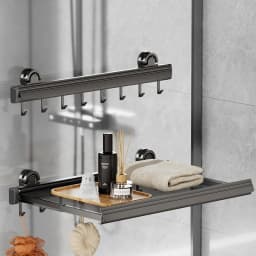 Non Perforated Wall Mounted Drainage Storage Rack Household Balcony Suction Cup Folding Drying Net Aluminum Alloy Clothes Hanger