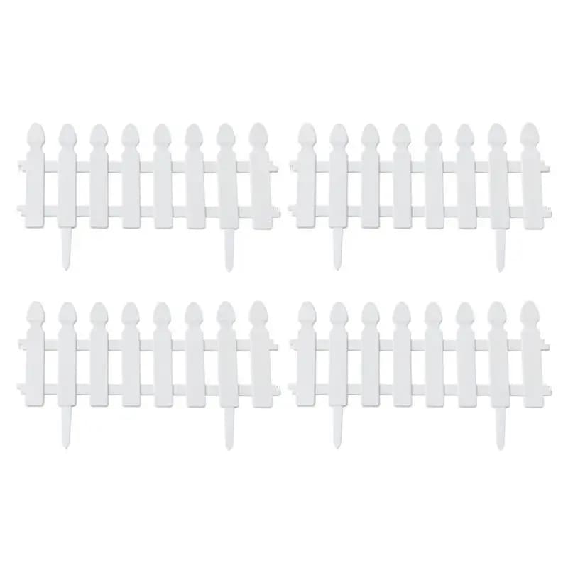 Plastic Picket Garden Fence Path Border, Set of 4