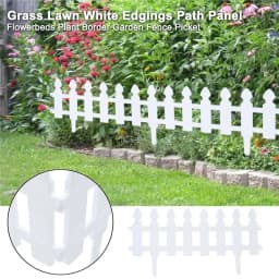 Plastic Picket Garden Fence Path Border, Set of 4