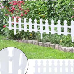 Plastic Picket Garden Fence Path Border, Set of 4