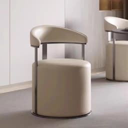 ‌Modern Velvet Ottoman Stool,Faux Leather Backrest Chair,Padded Vanity Seat with Cushion,Stylish Accent Furniture for LivingRoom