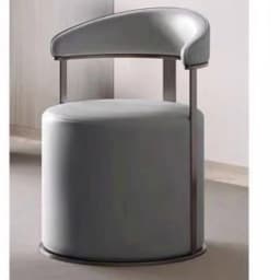 ‌Modern Velvet Ottoman Stool,Faux Leather Backrest Chair,Padded Vanity Seat with Cushion,Stylish Accent Furniture for LivingRoom