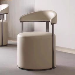 ‌Modern Velvet Ottoman Stool,Faux Leather Backrest Chair,Padded Vanity Seat with Cushion,Stylish Accent Furniture for LivingRoom
