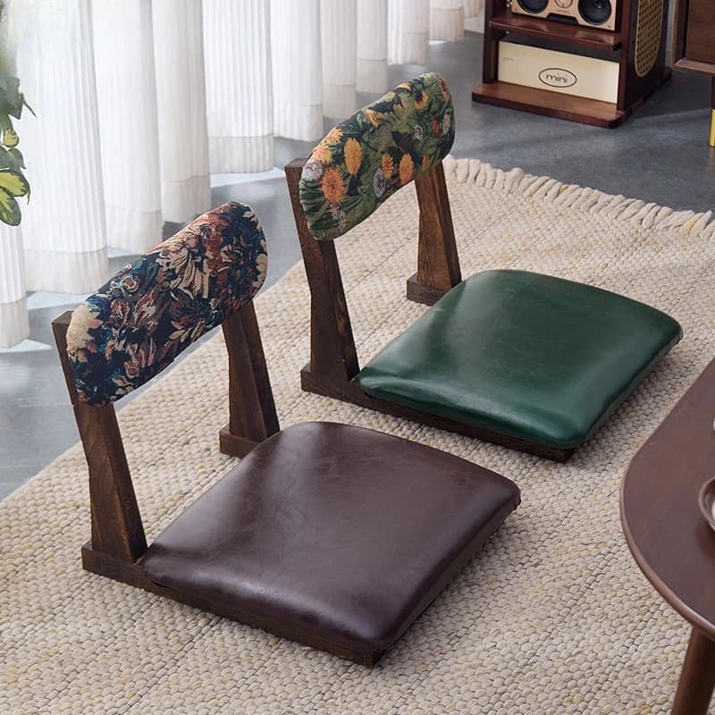 Bay Window Solid Wood Lazy Sofa Chair Household Backrest Comfortable Chair Balcony Leisure Low Stool Tatami