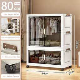 Multi-Functional Folding Storage Cabinet with Doors for Home Office Kitchen Bathroom Organizer White Black Gray