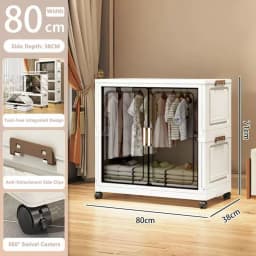 Multi-Functional Folding Storage Cabinet with Doors for Home Office Kitchen Bathroom Organizer White Black Gray