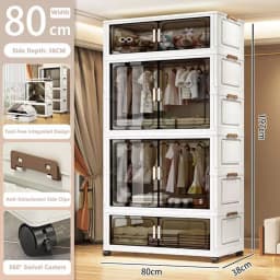 Multi-Functional Folding Storage Cabinet with Doors for Home Office Kitchen Bathroom Organizer White Black Gray