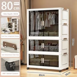 Multi-Functional Folding Storage Cabinet with Doors for Home Office Kitchen Bathroom Organizer White Black Gray