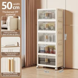 Multi-Functional Folding Storage Cabinet with Doors for Home Office Kitchen Bathroom Organizer White Black Gray