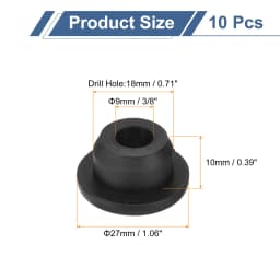 4/6/10/12/18Pcs Rubber Grommets 7-10mm ID Top Hat Grommet Black Silicone Rubber Hole Plug Gasket for Wiring, Automotive