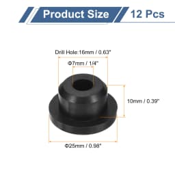 4/6/10/12/18Pcs Rubber Grommets 7-10mm ID Top Hat Grommet Black Silicone Rubber Hole Plug Gasket for Wiring, Automotive