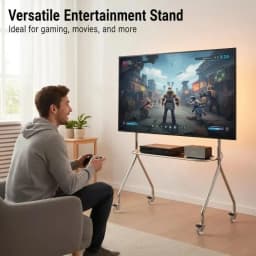 Multifunctional Stainless Steel TV Stand Fits 32-75 Inches with Storage Living Room Game Room Movie Office Flexible Convenient