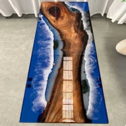 Modern Home Furniture Factory Direct Solid Walnut Wood Restaurant Kitchen River Dining Table Epoxy Resin Slab