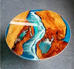 Modern Home Furniture Factory Direct Solid Walnut Wood Restaurant Kitchen River Dining Table Epoxy Resin Slab