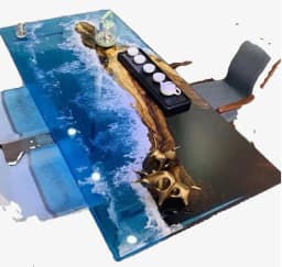 Modern Home Furniture Factory Direct Solid Walnut Wood Restaurant Kitchen River Dining Table Epoxy Resin Slab