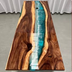 Modern Home Furniture Factory Direct Solid Walnut Wood Restaurant Kitchen River Dining Table Epoxy Resin Slab