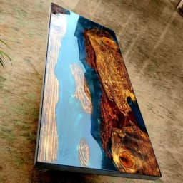 Modern Home Furniture Factory Direct Solid Walnut Wood Restaurant Kitchen River Dining Table Epoxy Resin Slab