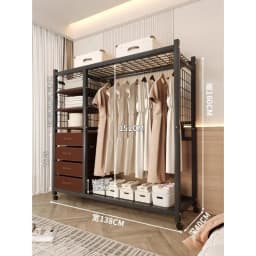 Clothes Rack White Hanger Gold Clothing Rack with Shelves for Boutiques Garment Rack for Hanging Clothes Large Wardrobe Closet