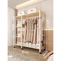 Clothes Rack White Hanger Gold Clothing Rack with Shelves for Boutiques Garment Rack for Hanging Clothes Large Wardrobe Closet