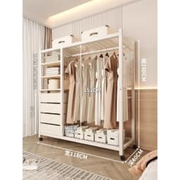 Clothes Rack White Hanger Gold Clothing Rack with Shelves for Boutiques Garment Rack for Hanging Clothes Large Wardrobe Closet