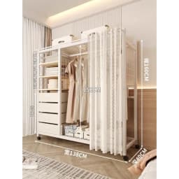 Clothes Rack White Hanger Gold Clothing Rack with Shelves for Boutiques Garment Rack for Hanging Clothes Large Wardrobe Closet