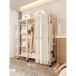 Clothes Rack White Hanger Gold Clothing Rack with Shelves for Boutiques Garment Rack for Hanging Clothes Large Wardrobe Closet