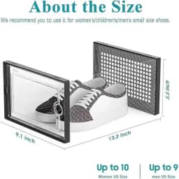 3/6/12pcs Shoe Storage Boxes Clear Stackable Shoe Boxes Storage Organizers Magnetic Door Fit Size Plastic Sneaker Containers