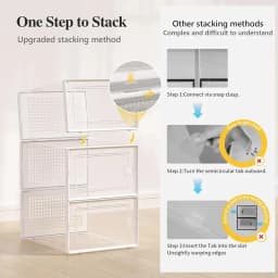 3/6/12pcs Shoe Storage Boxes Clear Stackable Shoe Boxes Storage Organizers Magnetic Door Fit Size Plastic Sneaker Containers