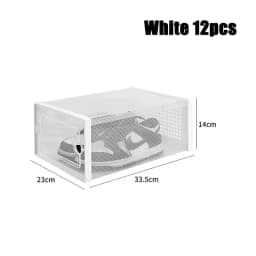 3/6/12pcs Shoe Storage Boxes Clear Stackable Shoe Boxes Storage Organizers Magnetic Door Fit Size Plastic Sneaker Containers