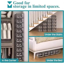 3/6/12pcs Shoe Storage Boxes Clear Stackable Shoe Boxes Storage Organizers Magnetic Door Fit Size Plastic Sneaker Containers