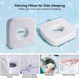 Ear Piercing Pillow for Side Sleepers with Hole for Ear Pain CNH Inflammation, Relief Sleeping Pressure Pain, Cooling