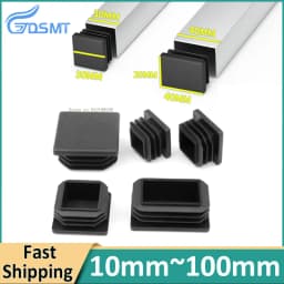 Black Plastic Square Pipe Plug Blanking End Cap chair foot pad Cover table bench leg pad anti slip 10MM~100MM