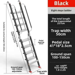Aluminum Alloy Folding Attic Ladder Home Telescopic Thickened Herringbone Ladder Multi-functional with Handrail Staircase