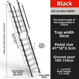 Aluminum Alloy Folding Attic Ladder Home Telescopic Thickened Herringbone Ladder Multi-functional with Handrail Staircase