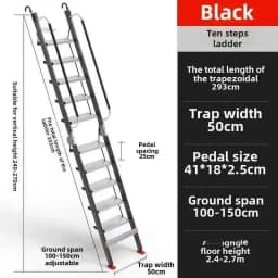 Aluminum Alloy Folding Attic Ladder Home Telescopic Thickened Herringbone Ladder Multi-functional with Handrail Staircase