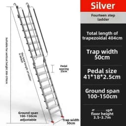 Aluminum Alloy Folding Attic Ladder Home Telescopic Thickened Herringbone Ladder Multi-functional with Handrail Staircase