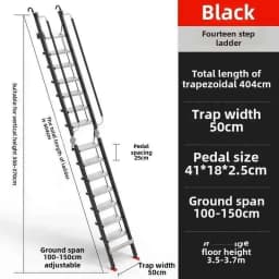 Aluminum Alloy Folding Attic Ladder Home Telescopic Thickened Herringbone Ladder Multi-functional with Handrail Staircase