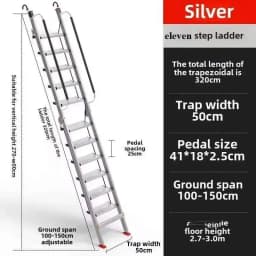 Aluminum Alloy Folding Attic Ladder Home Telescopic Thickened Herringbone Ladder Multi-functional with Handrail Staircase